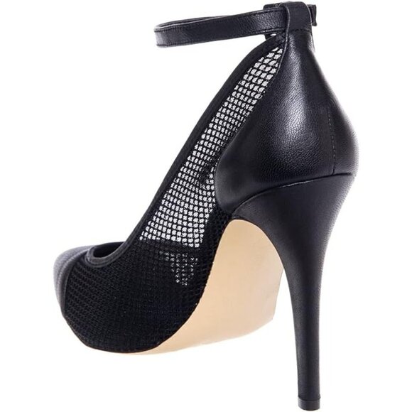 BCBGeneration Cynthia Mesh Pointed Toe Ankle Strap Pump Black Leather 8.5 M - Picture 16 of 16